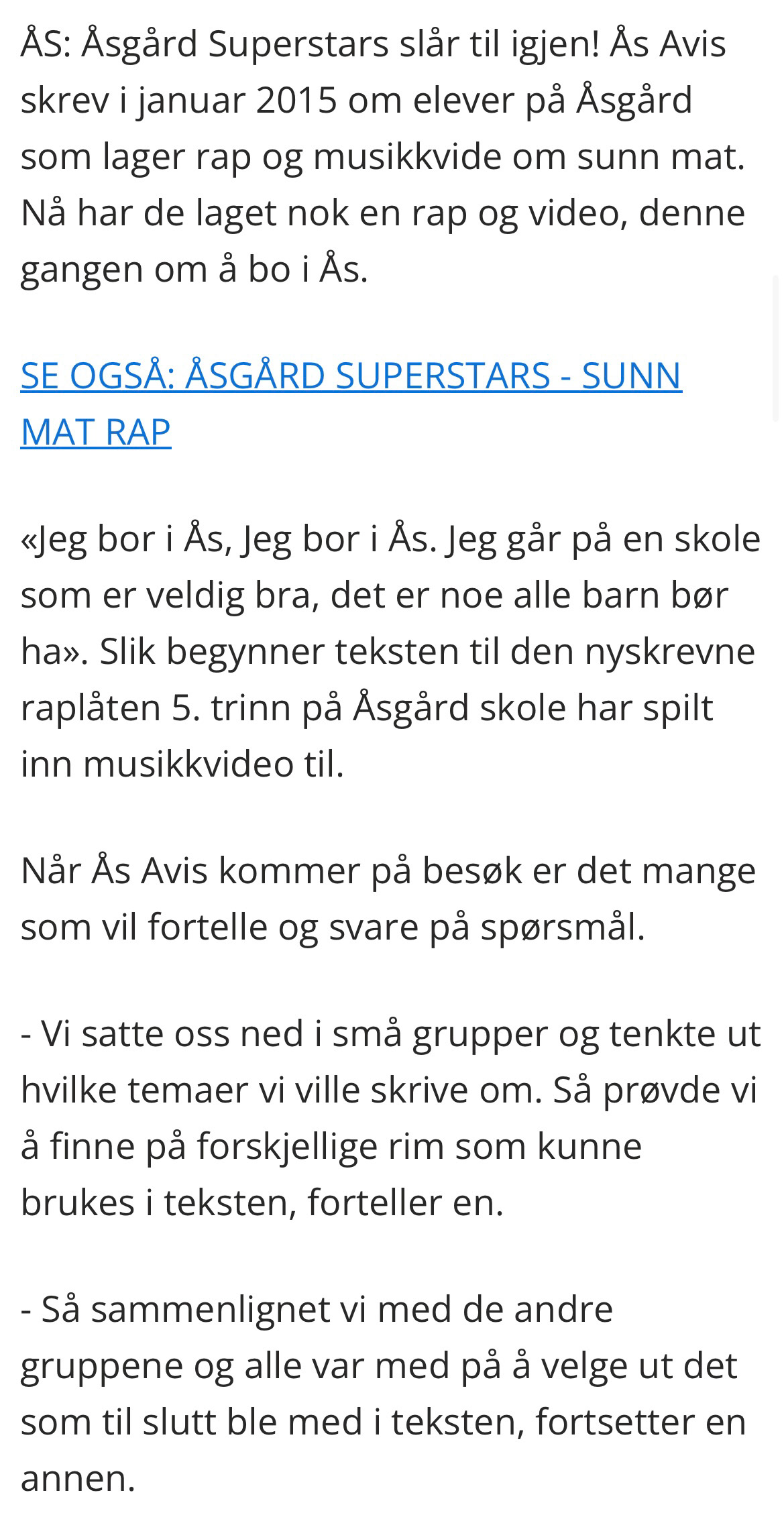 Faksimile fra Ås Avis.