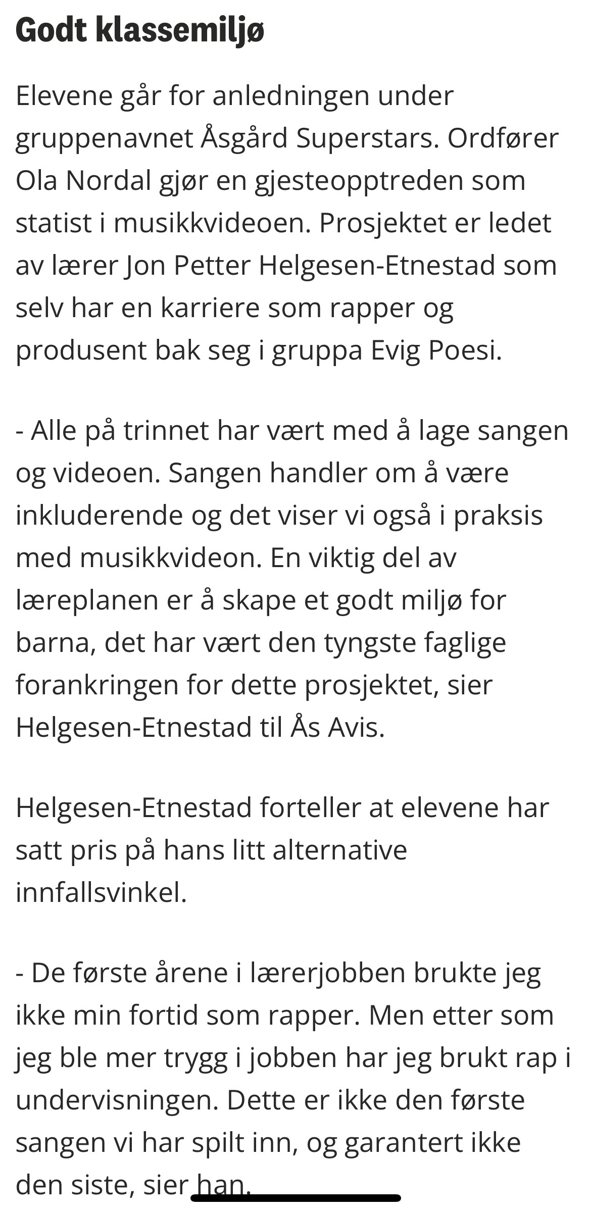 Faksimile fra Ås Avis.