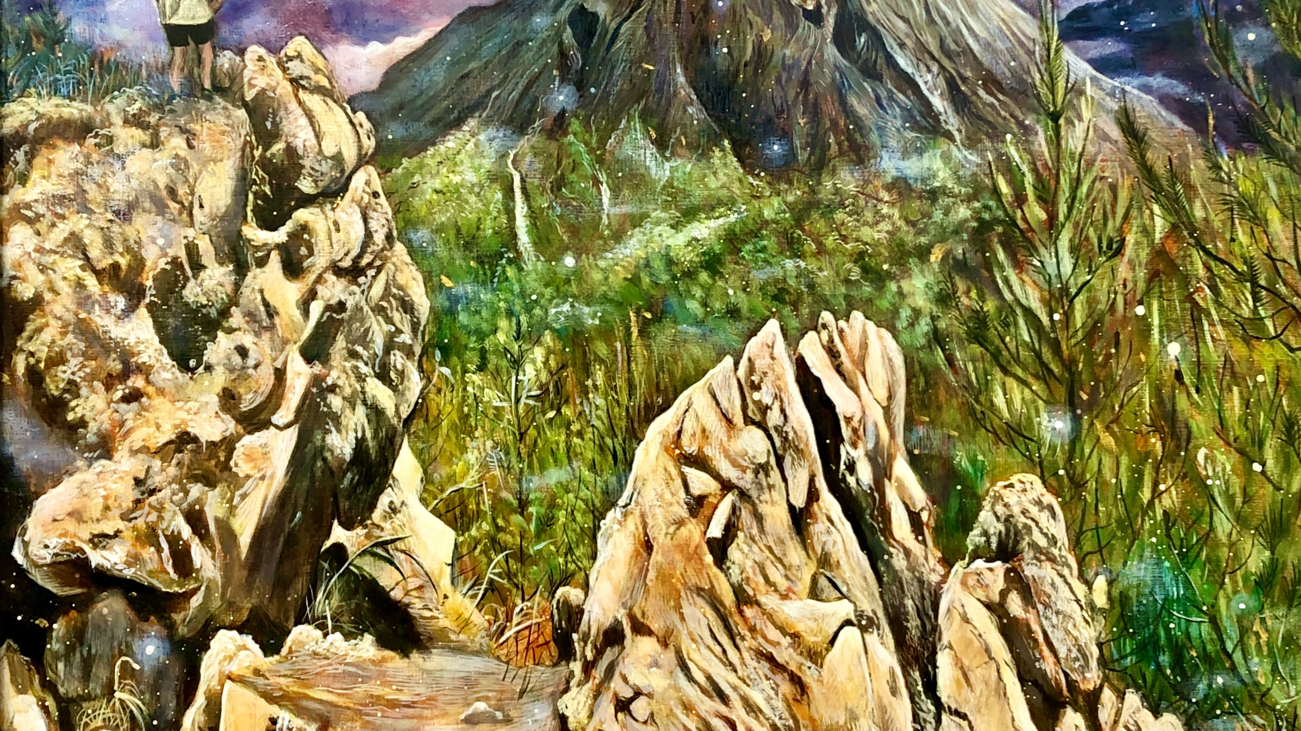 真作】絵画 平野能子 油彩10号 ローマ水道のある風景 優美な