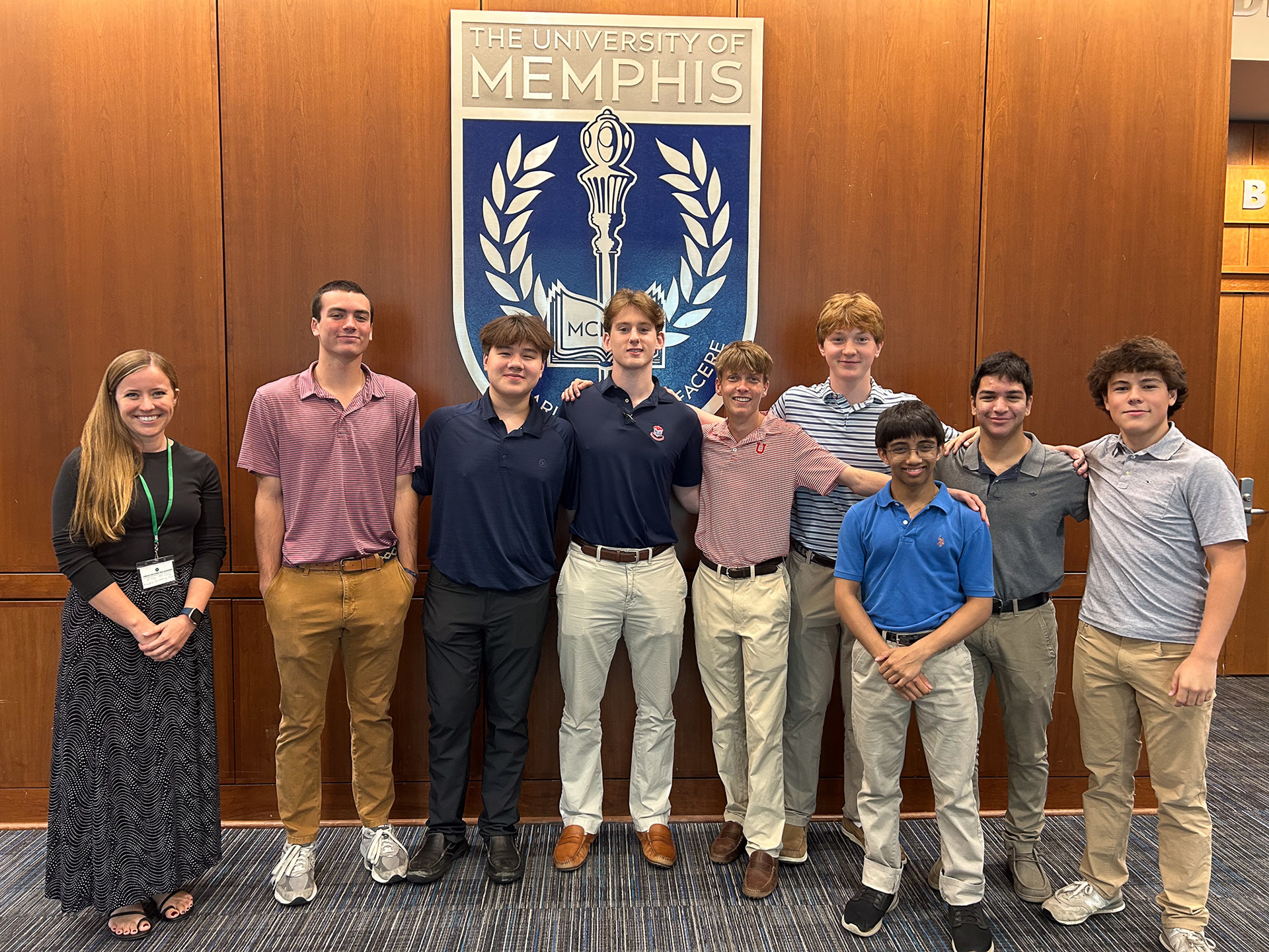 My staff and I pose at the THSPA Fall Workshop, hosted at the University of Memphis. We spent the day hearing about design, sports writing and leadership, among other topics. For my staff, this was the first time in living memory an editor had taken staff members to a conference! (Photo Courtesy of Ginny McCarley)