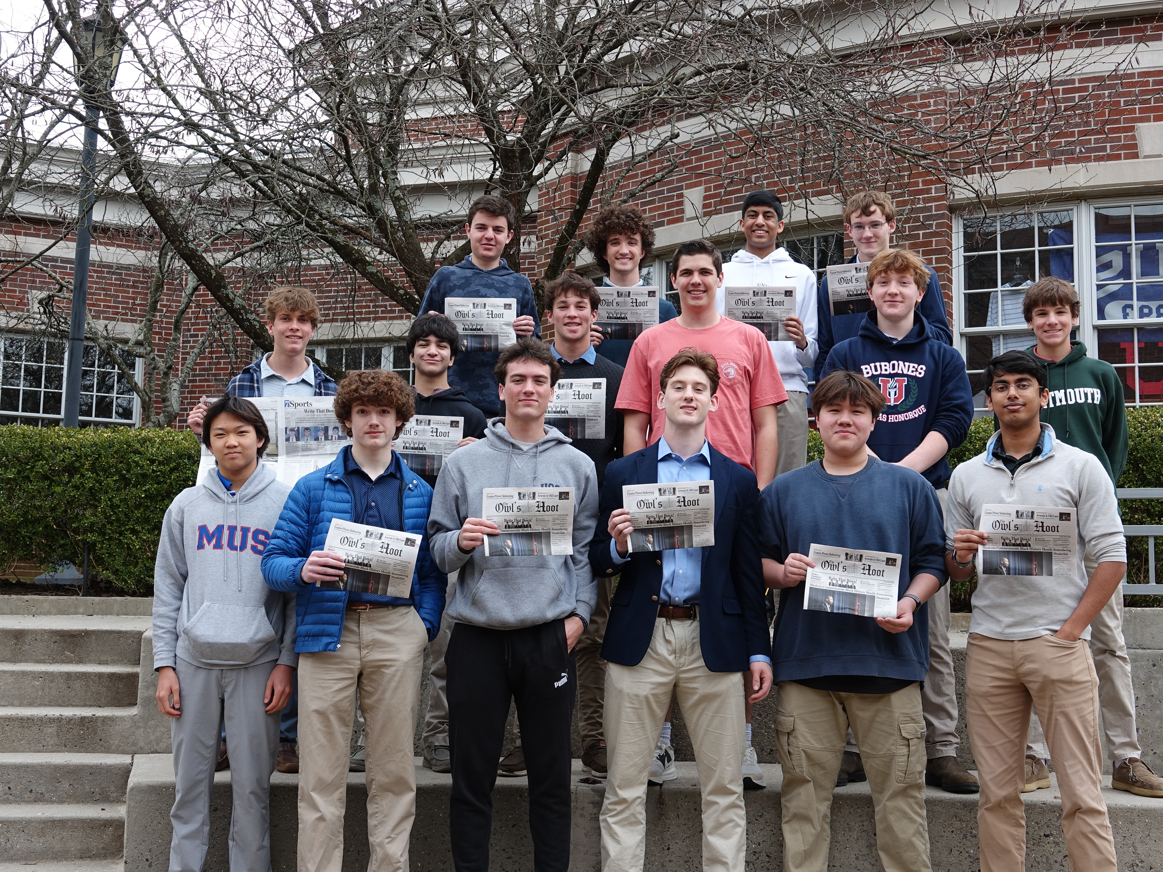 Members of my staff and I pose for a photo with our March edition, celebrating our awards recognition by the Tennessee High School Press Association. (Photo Courtesy of MUS Communications) 