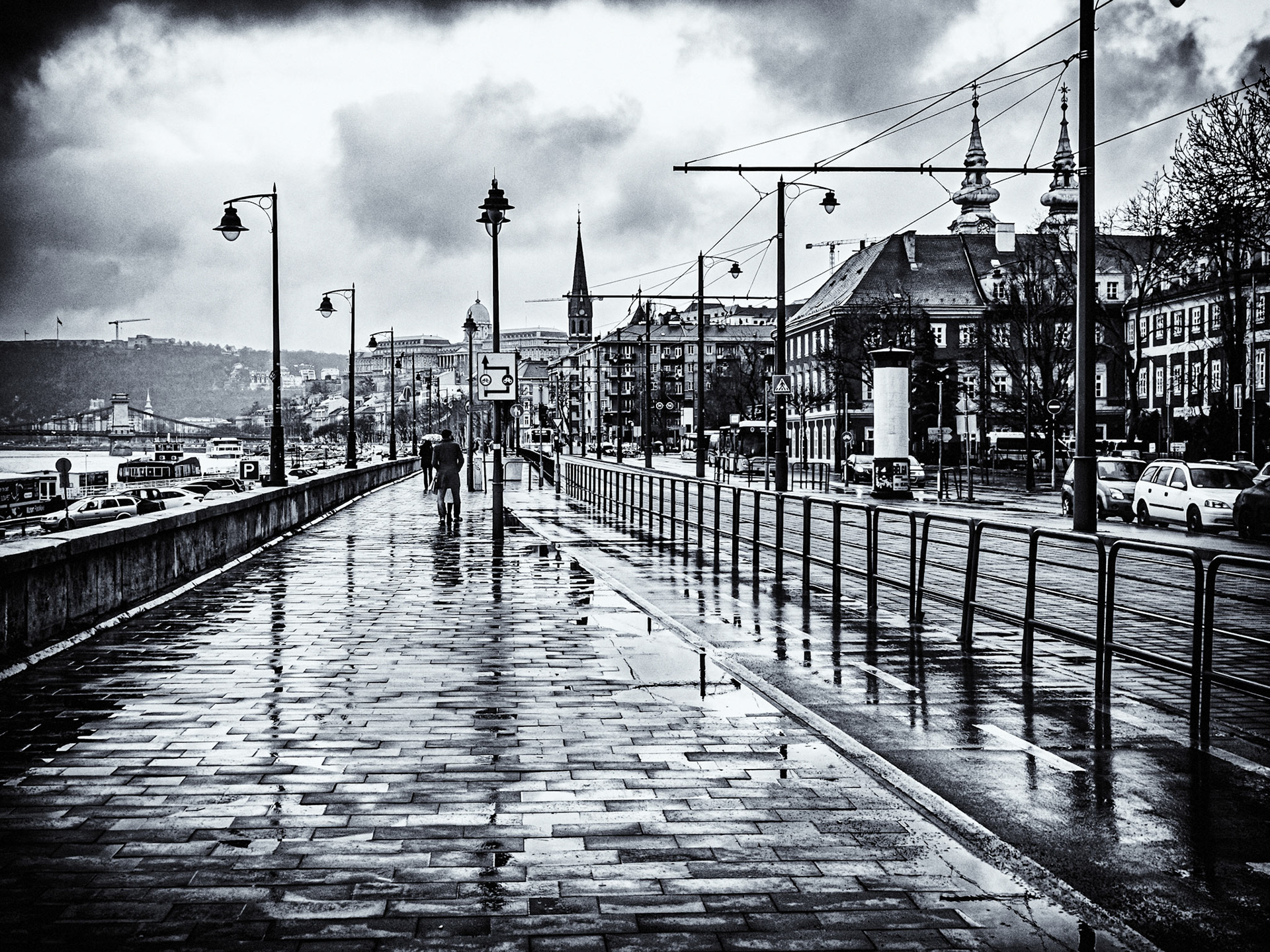 Buda Riverside in the rain