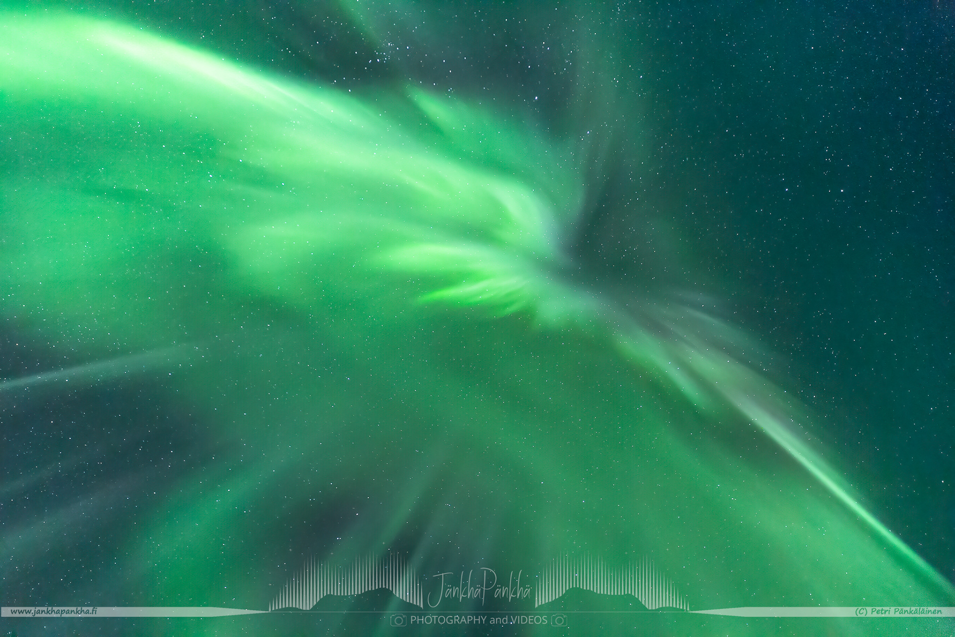 Northern lights overhead corona in Nunnanen, Enontekiö in Finland