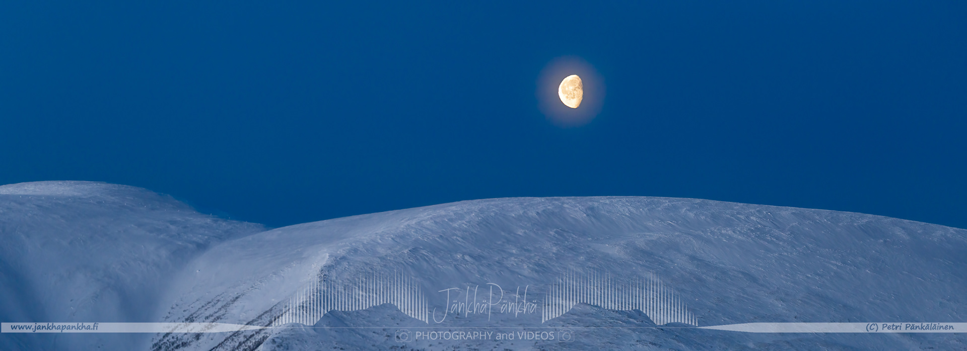 The moon over the Pyhäkero in Pallastunturi, Finland.