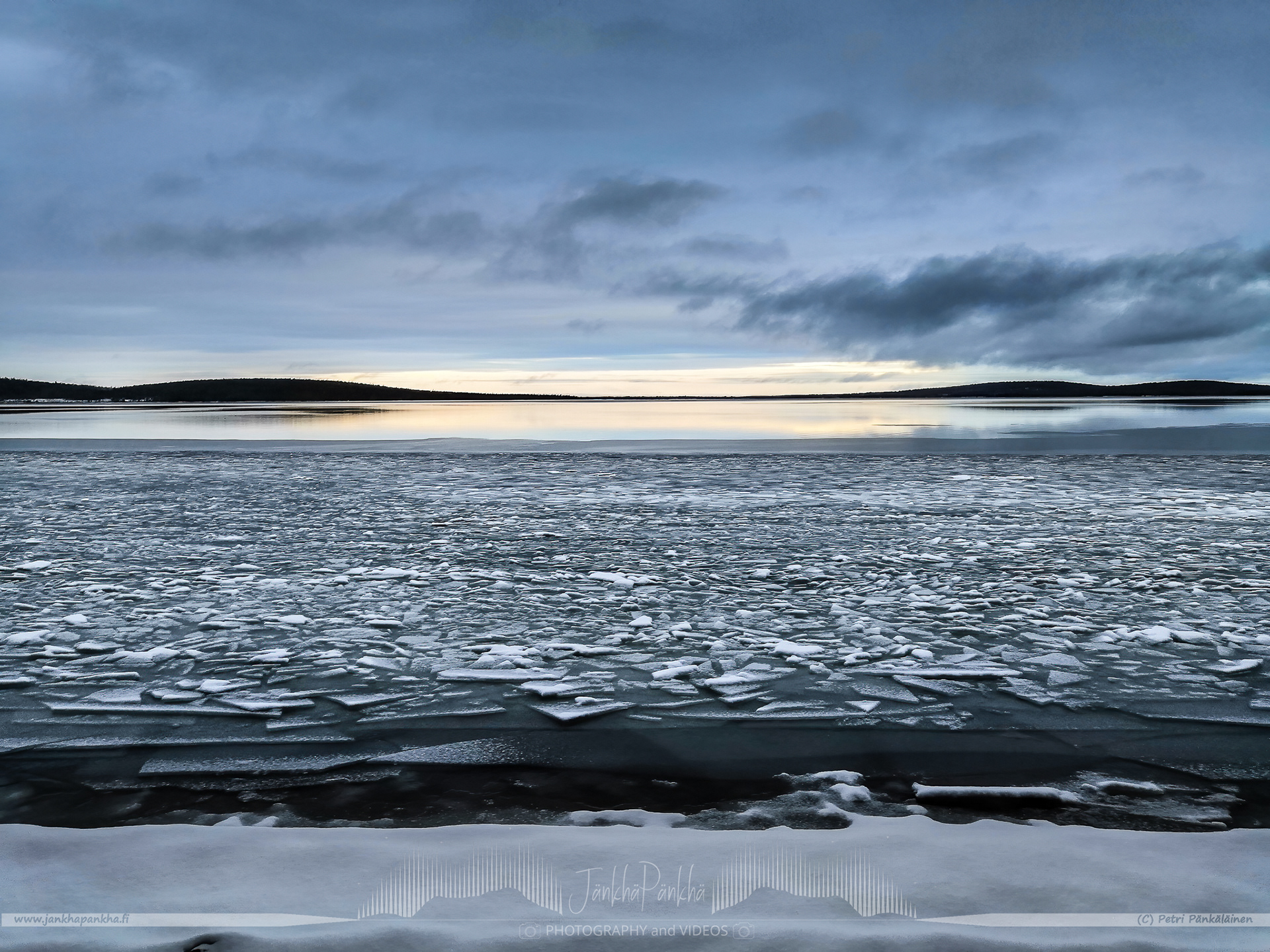 Crushed ice on the lake of Pallasjärvi, in Pallas-Yllästunturi National Park.