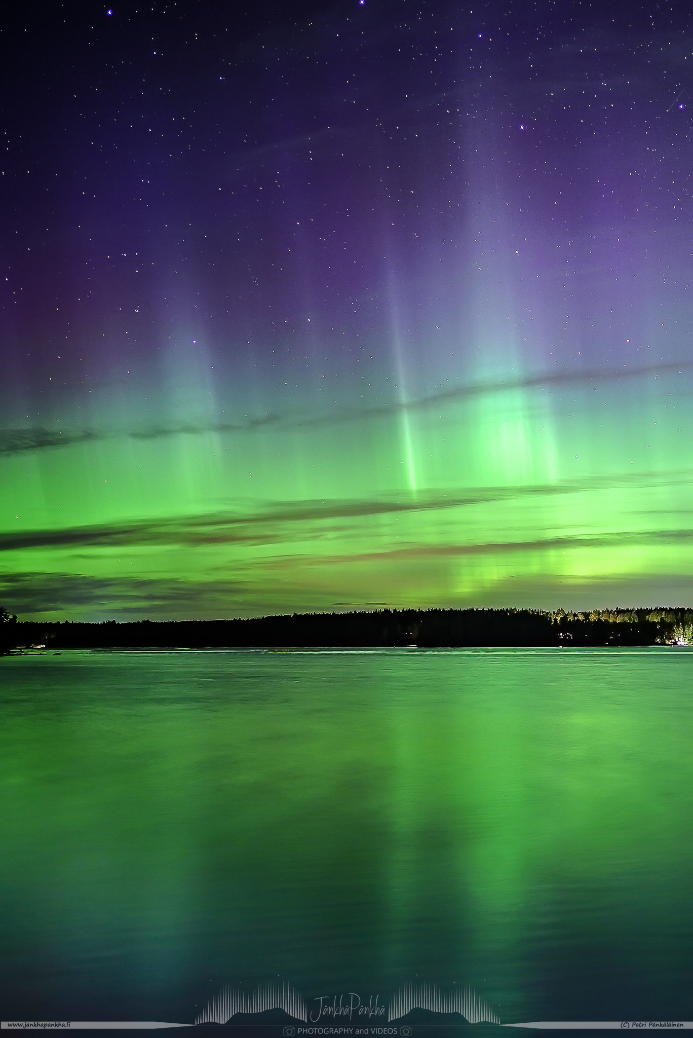 Pillars of the northern lights over the lake Vihtijärvi, in Finland. This is my regular spot in Southern Finland to hunt the northern lights. It is only 45min from my home and dark enough.