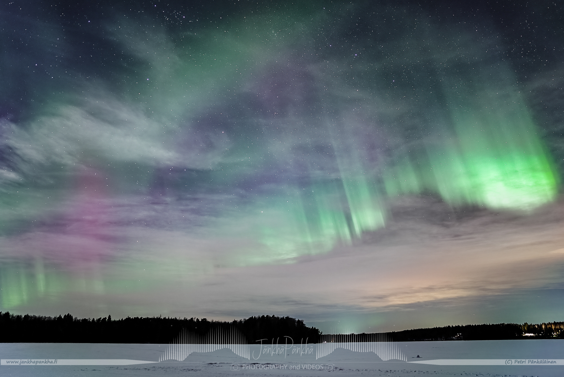 Sometimes the clouds make the scene even more interesting. Here northern lights with the bright moonlight and clouds over the lake Vihtijärvi, Finland. This is my regular spot in Southern Finland to hunt the northern lights. It is only 45min from my home and dark enough.