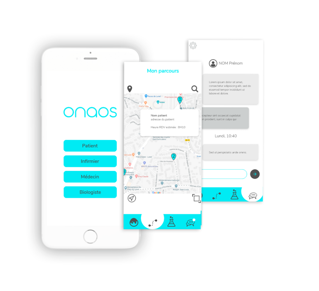 mockup de l'application Onaos