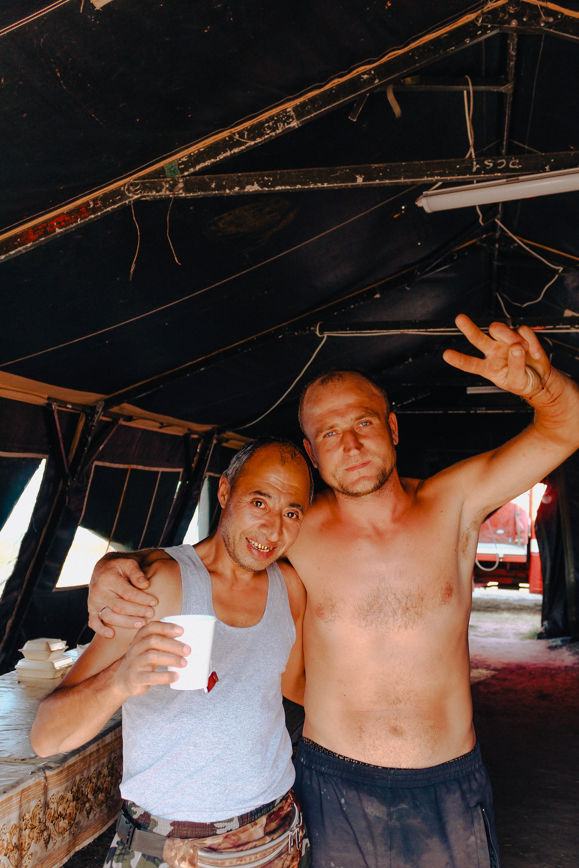Two Ukrainian Refugees, UNHCR Camp, Palanca