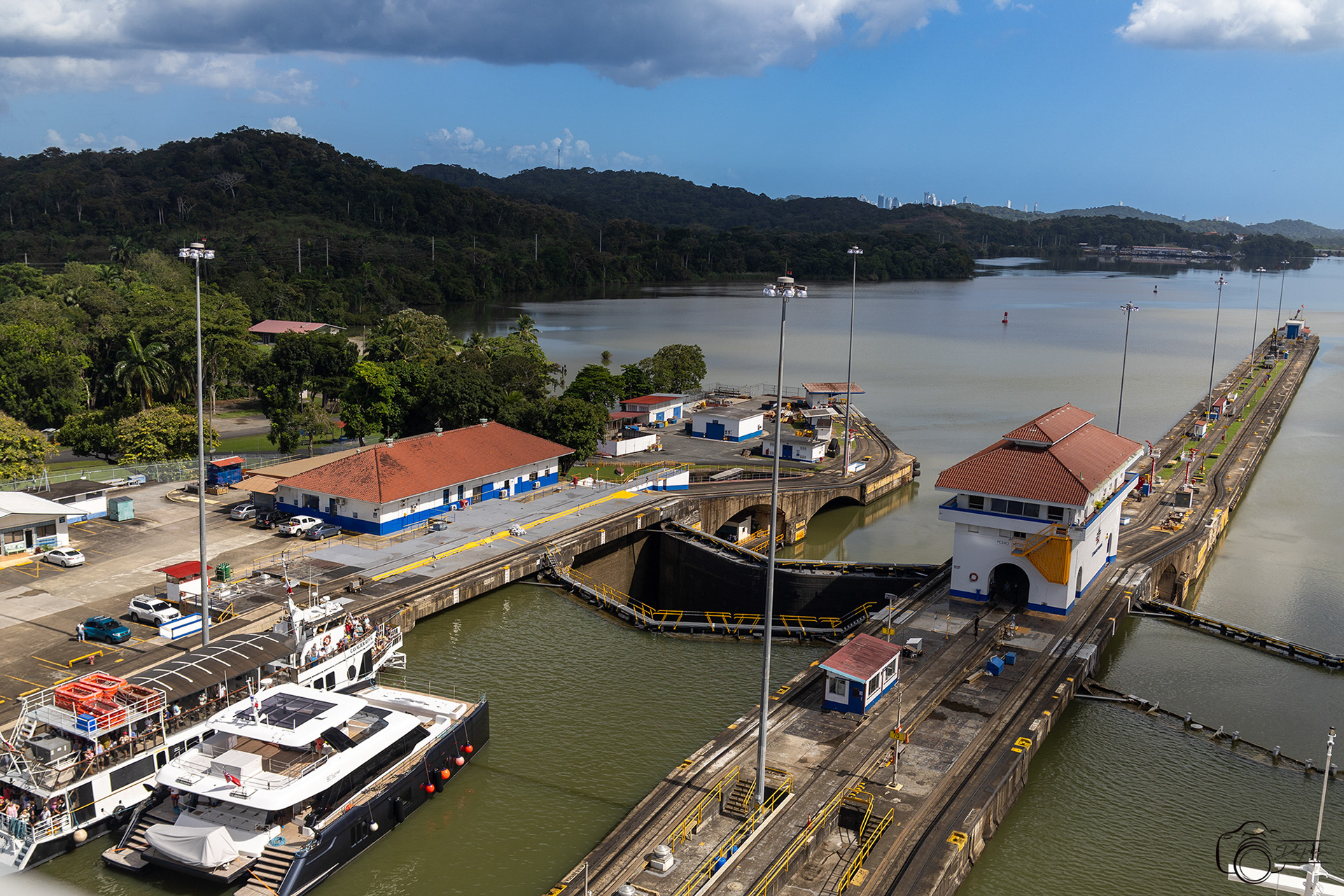 Tour Boat Awaiting Exit of Pedro Miguel Locks