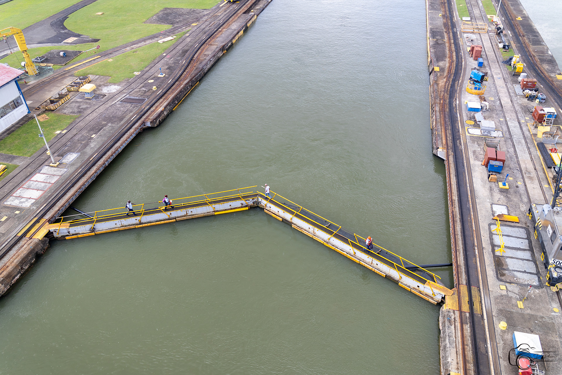 Miraflores Locks Gates from Rear of Ship