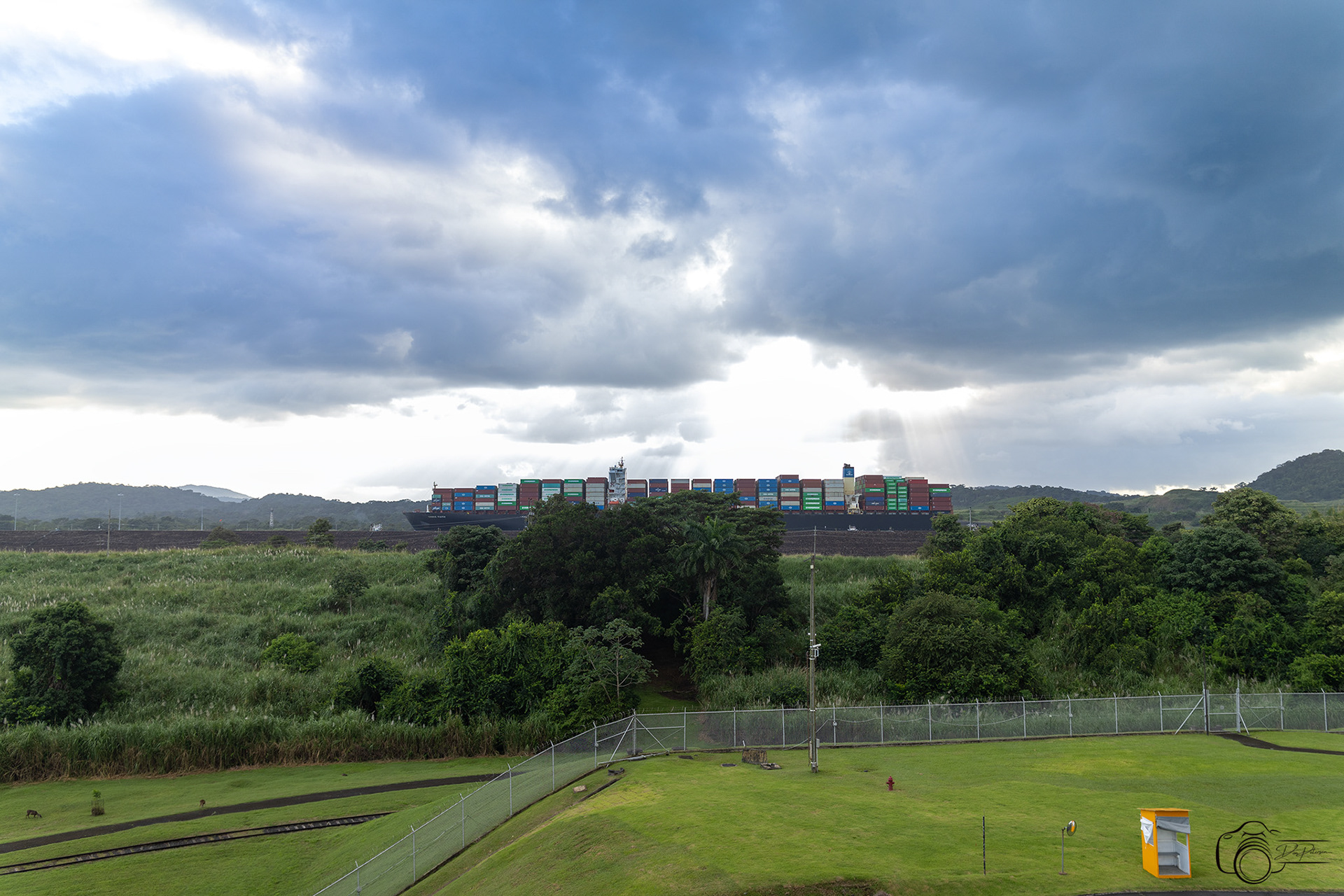 View of Container Ship Transiting Cocoli Locks 