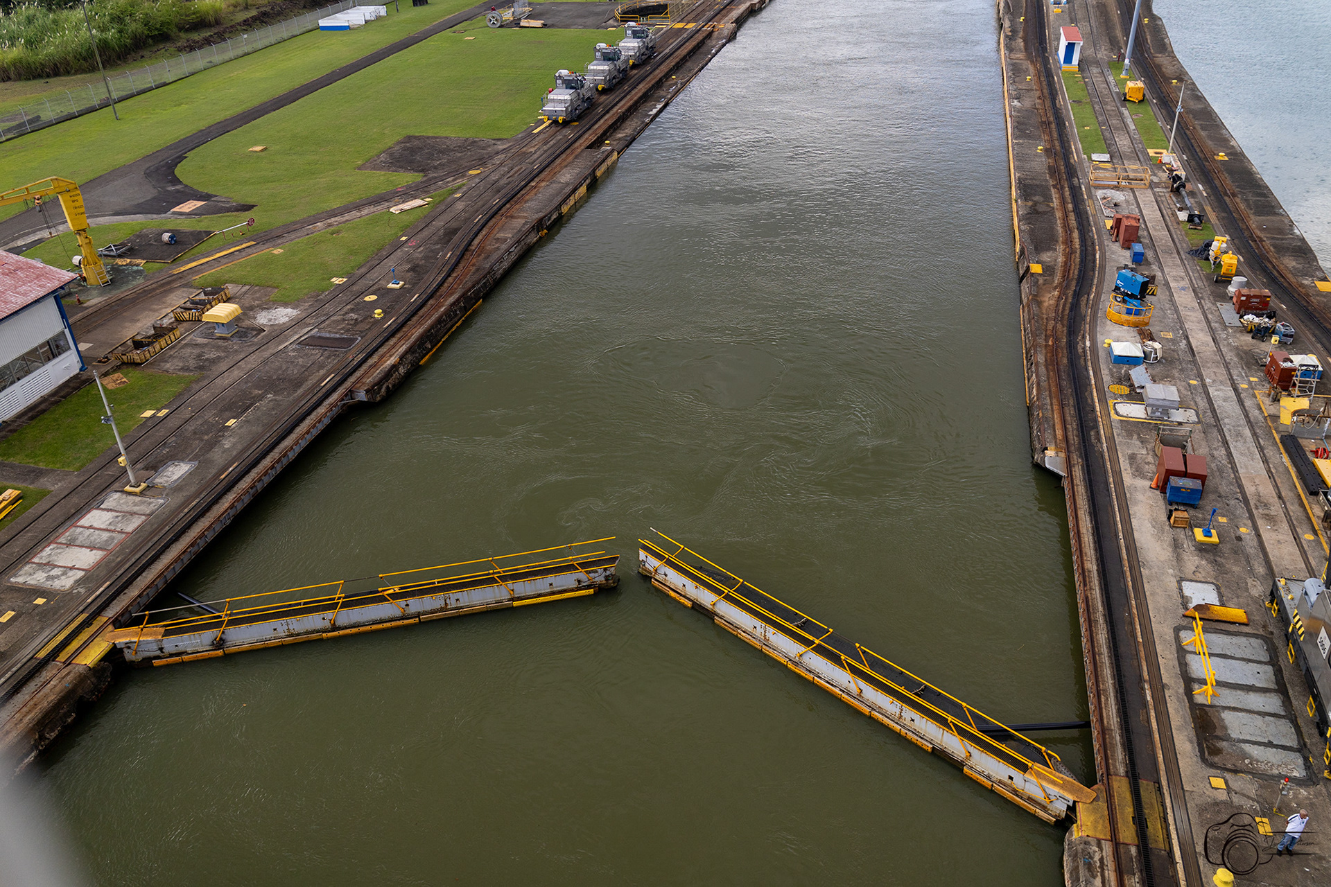 Miraflores Locks Gates from Rear of Ship