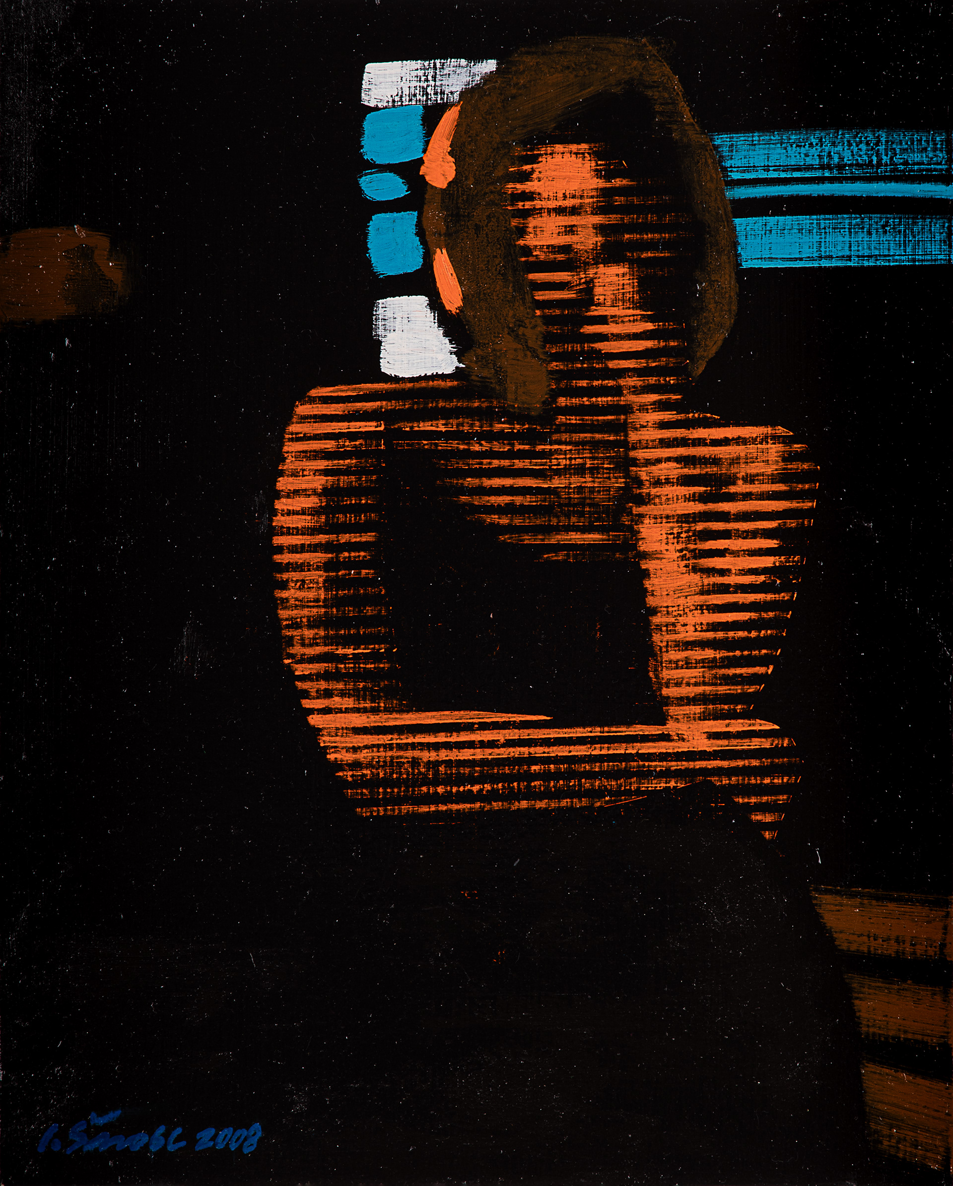 Žena v černém, 2008, olej na sololitu, 32 cm × 40 cm