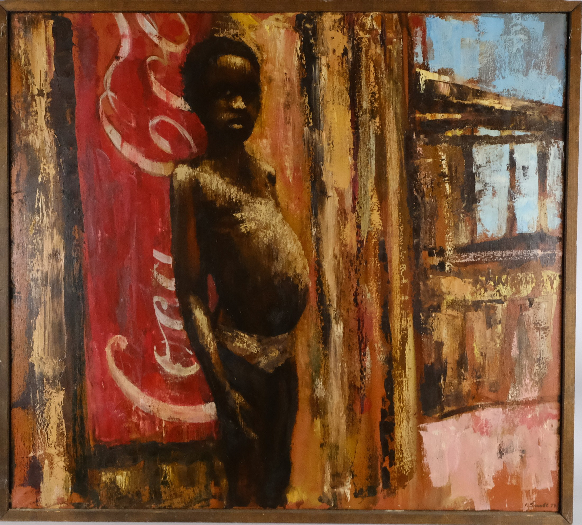 Pijte coca-colu, 1979, olej na plátně, 100 cm × 90 cm / obraz součástí výstavy Děti Afriky (1979 Galerie Mánes)