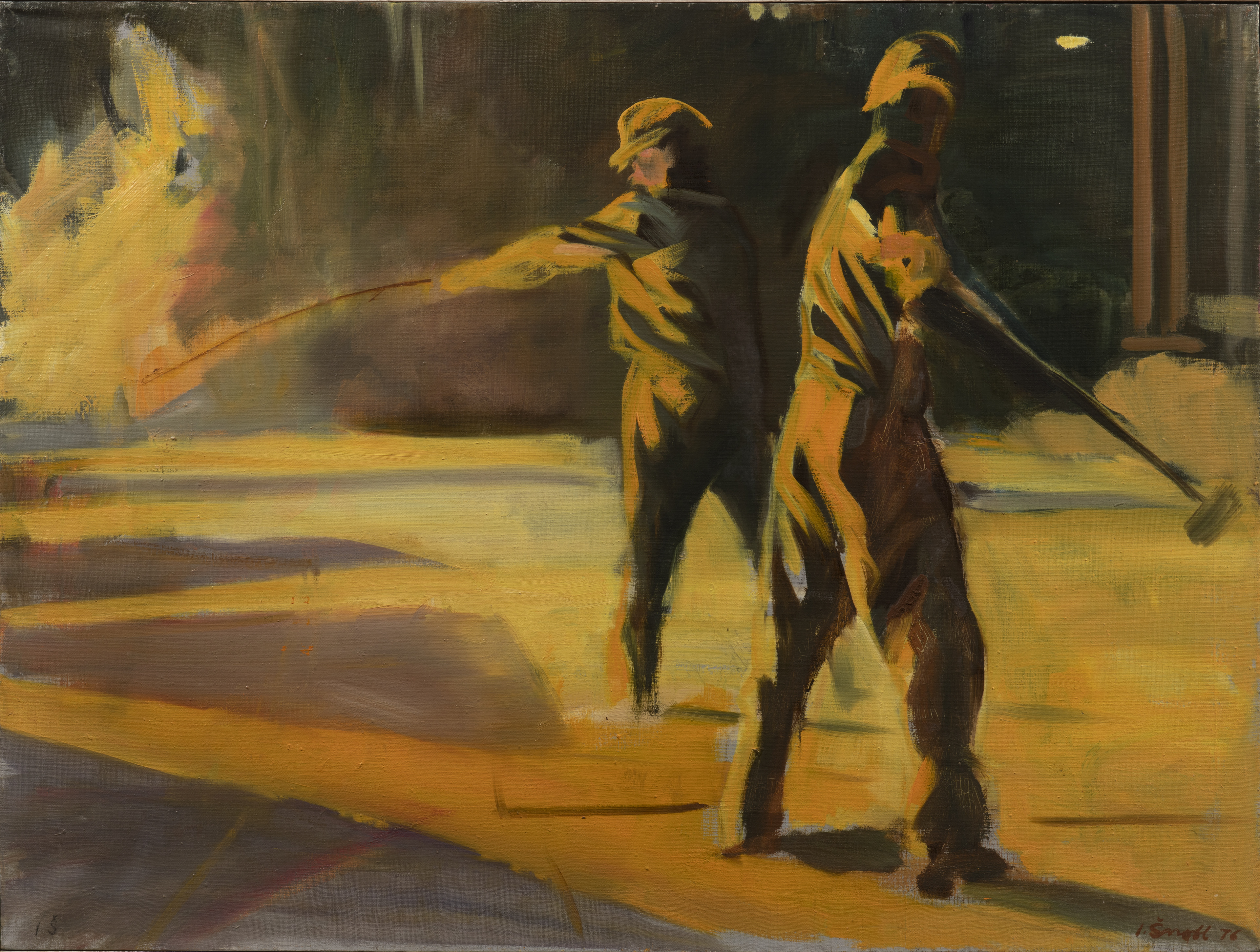 Hutníci, 1976, olej, plátno, 100 × 76 cm, díle ve sbírce Severočeské galerie výtvarných umění Litoměřice