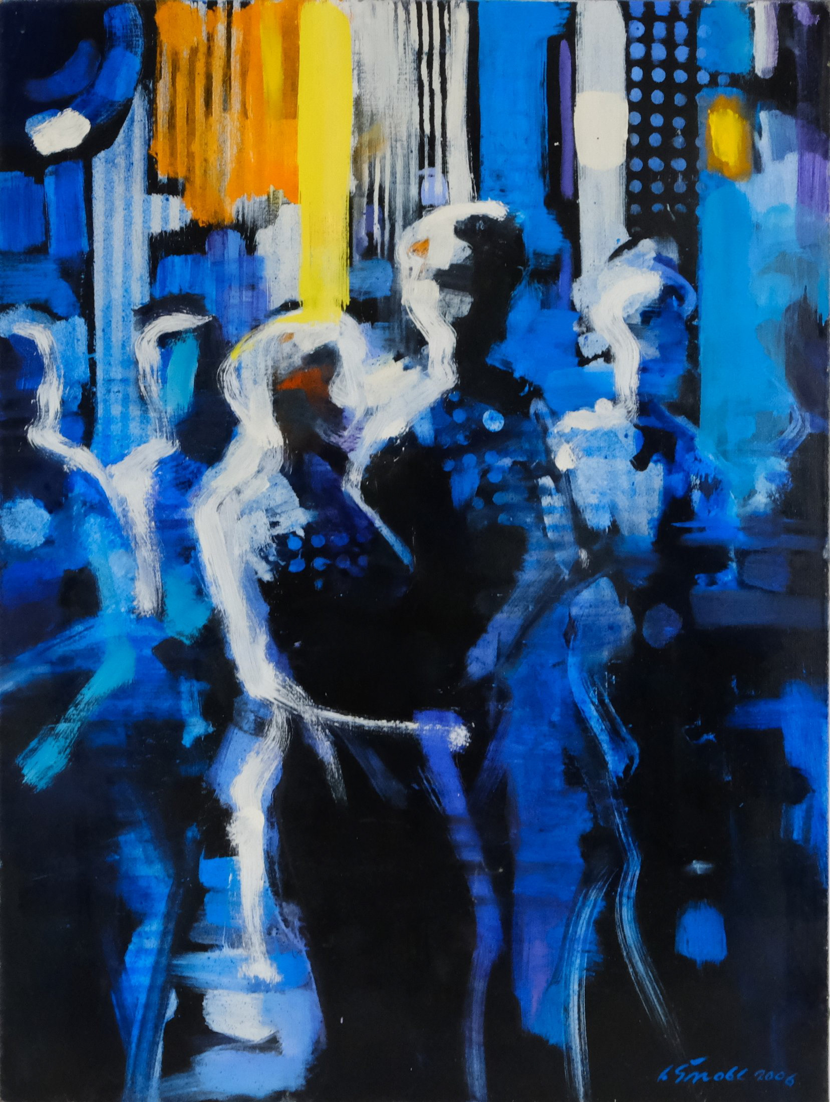 Před barem, 2006, olej na sololitu,  45 cm × 60 cm