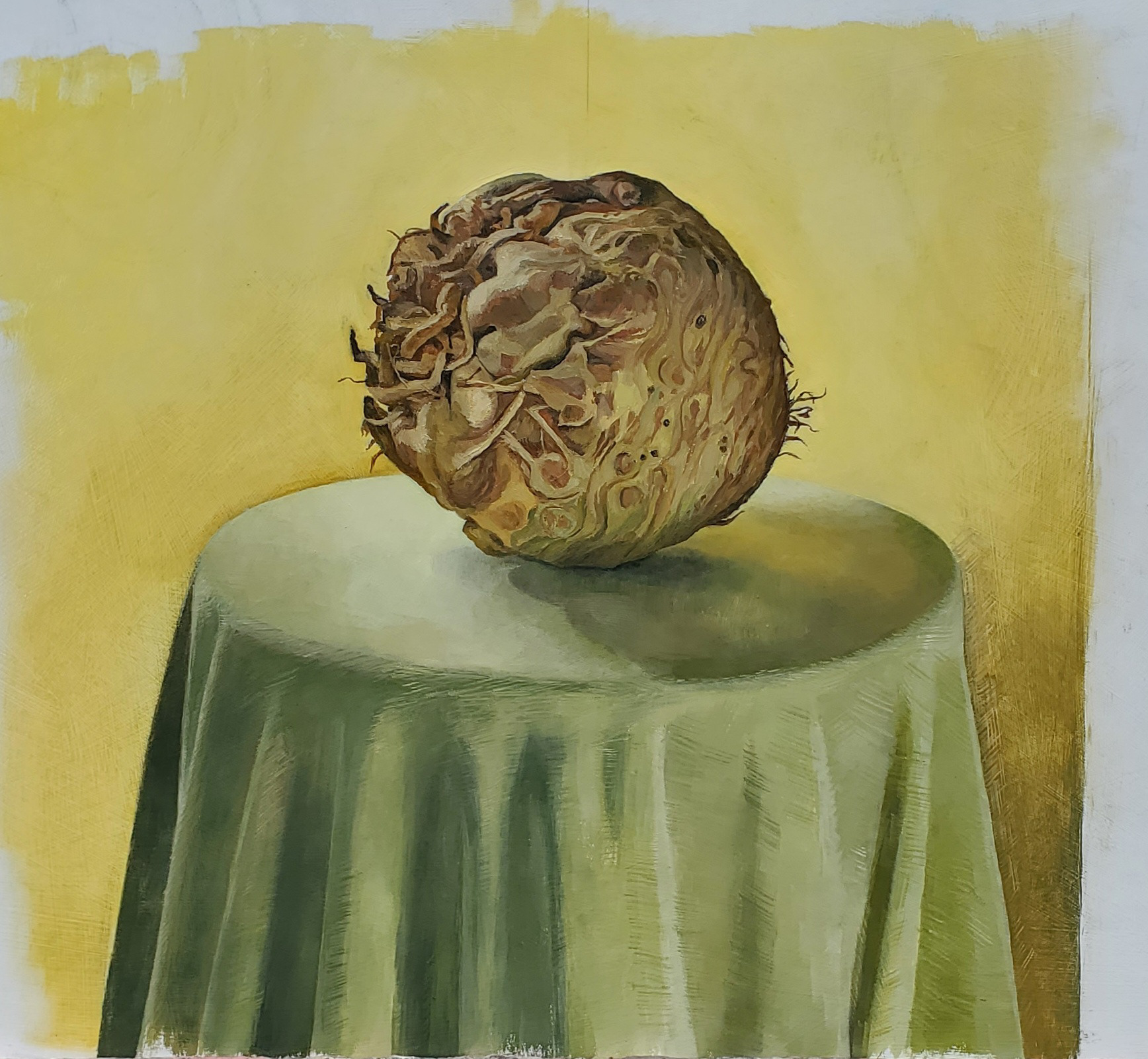 Portrait of a celeriac. Oil on board. 38x38cm