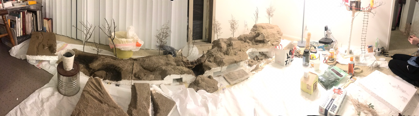 My roommate was very chill and let me use the living room as a stage for the above-ground area.