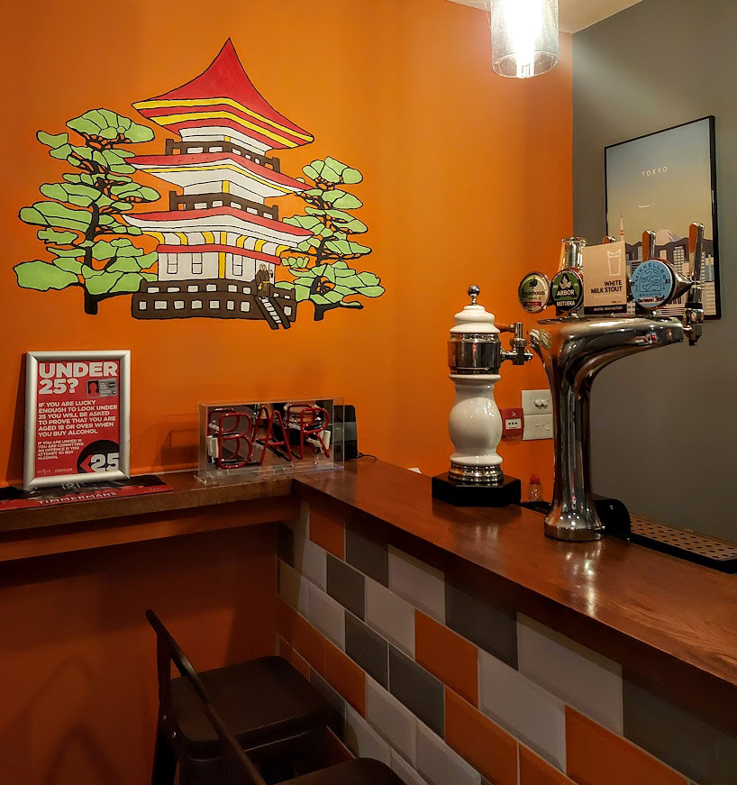 Woodside Micropub, painted with a Japanese and Chinese theme