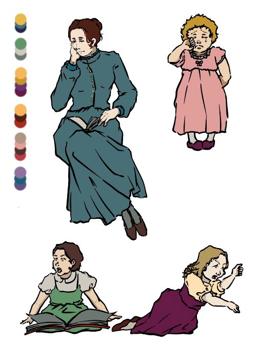 Ilustraciones vectorizadas de personajes.