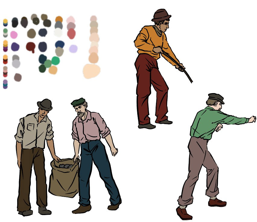 Ilustraciones vectorizadas de personajes.
