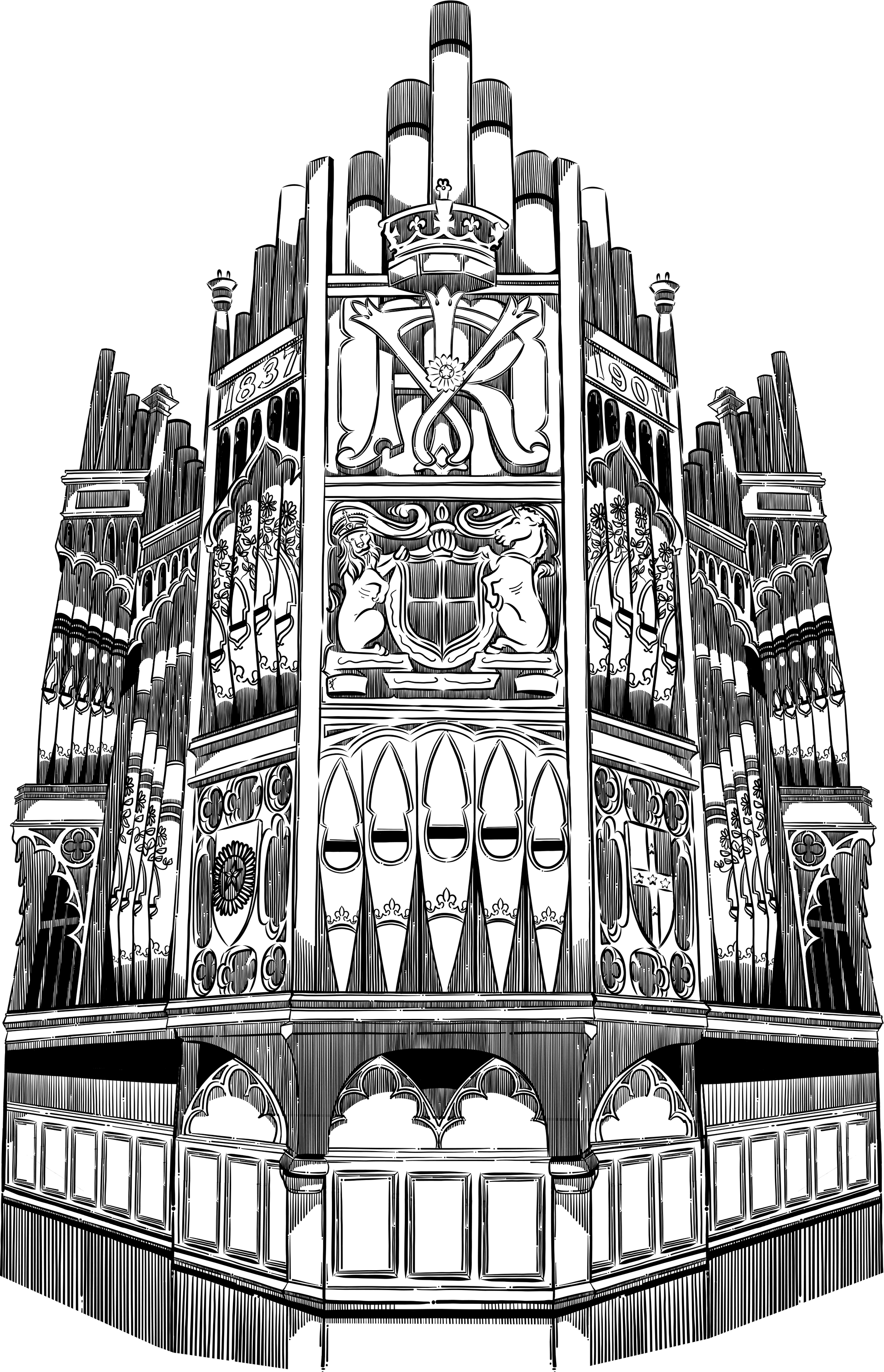 Ilustración vectorizada del Órgano de St. Paul.