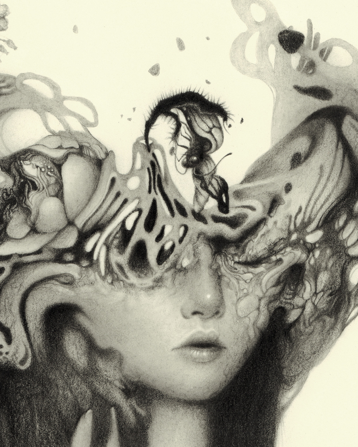 "Disconnect" graphite pencil on Stonehenge Natural colored paper. 8 x 10 inches. 2020