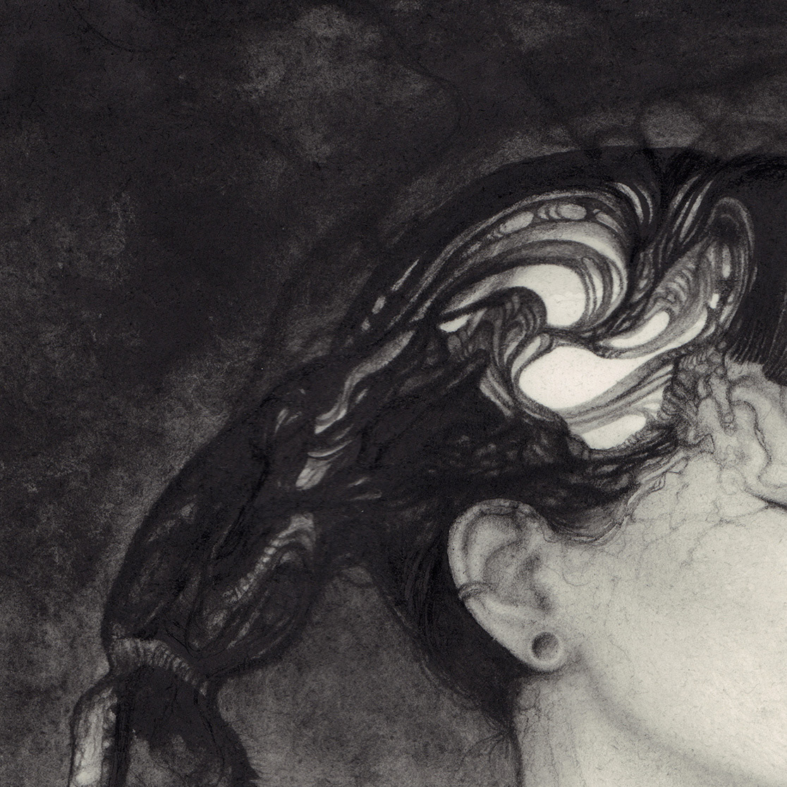 "Scorpius" Water soluble graphite and pencil on Arches watercolor paper. 8 x 8 inches. 2020