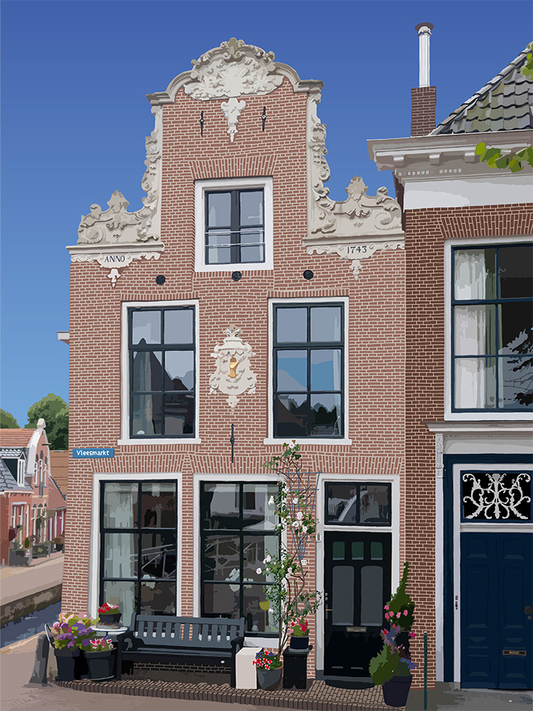 104. De Gouden Hand, Dokkum; Vector Art = iPad kunst/tekening van Ruud van den Berg aka Domstad Rudie