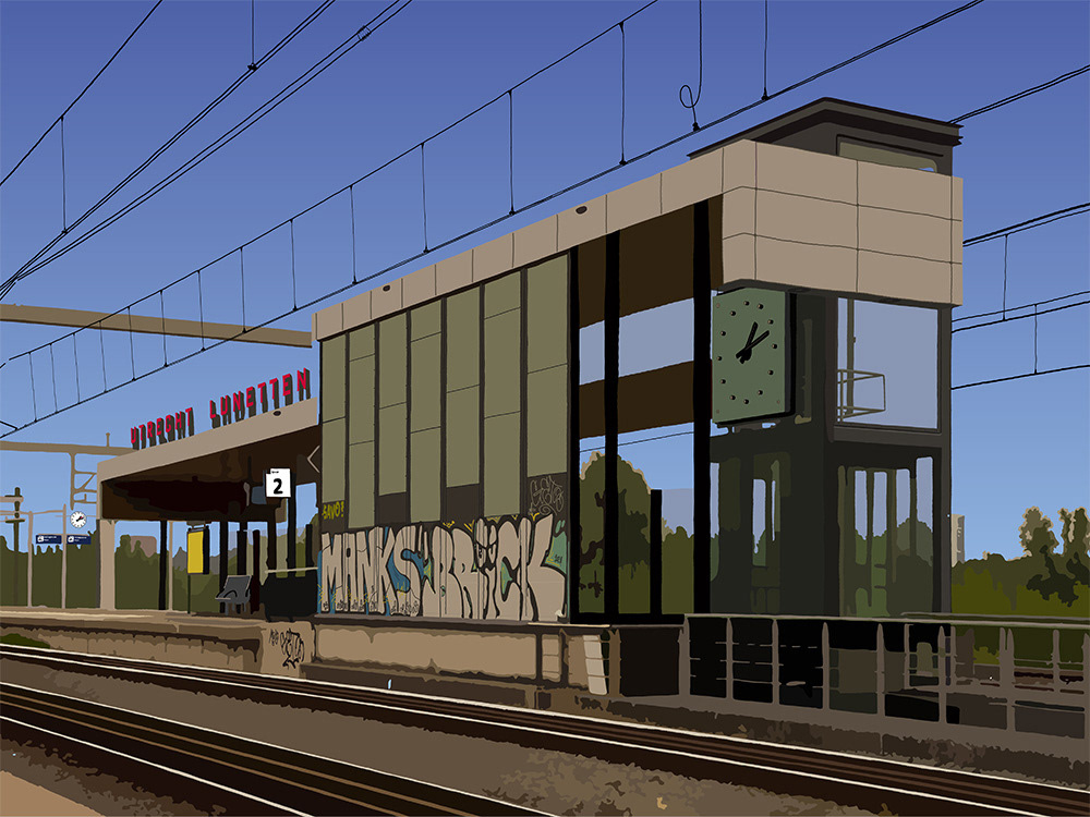 092. Station Utrecht Lunetten; Vector Art = iPad kunst/tekening van Ruud van den Berg aka Domstad Rudie