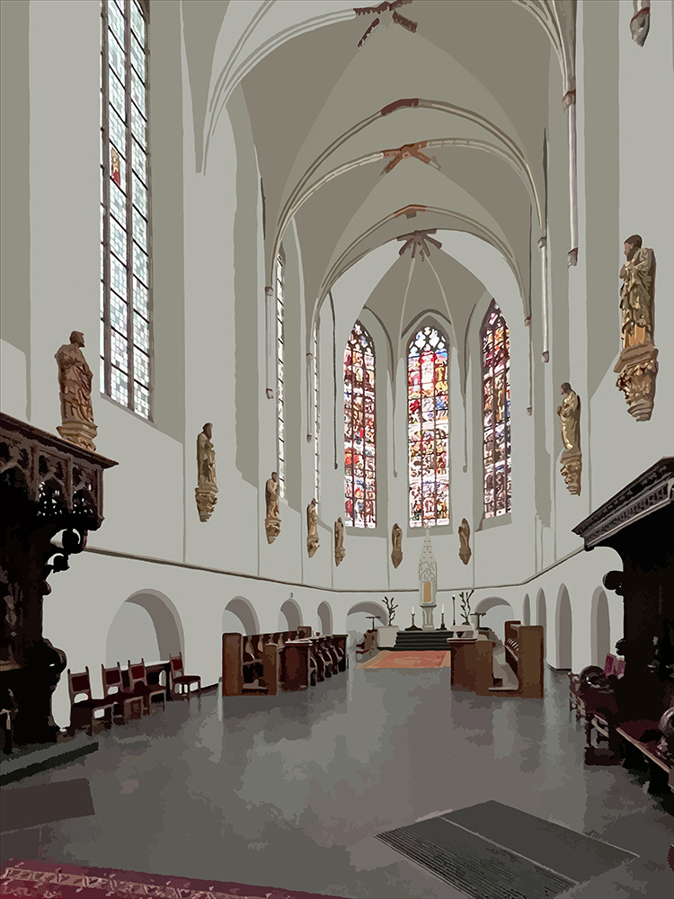 128. St. Catharinakathedraal; Vector Art = iPad kunst/tekening van Ruud van den Berg aka Domstad Rudie