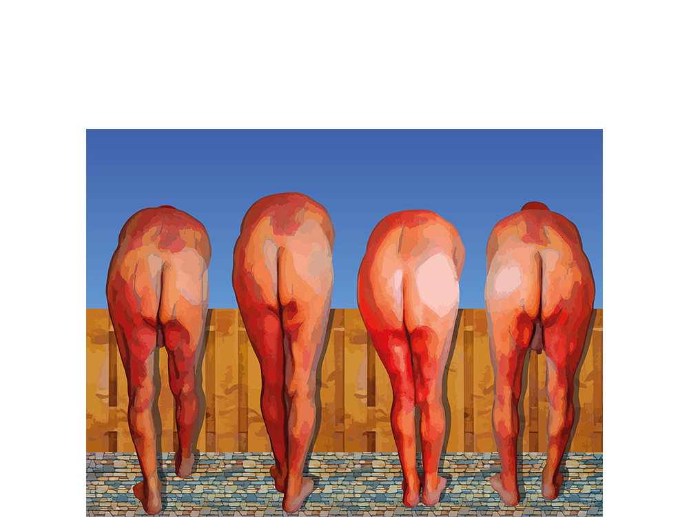 Naakt over de schutting