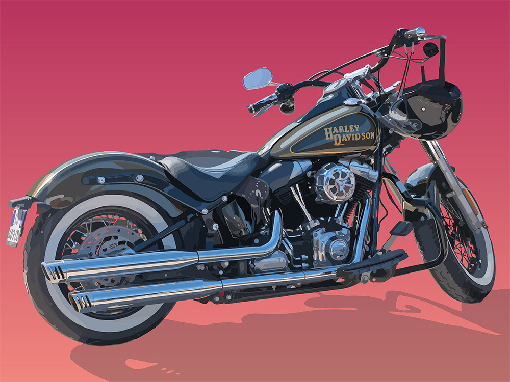 162. Harley Davidson; Vector Art = iPad kunst/tekening van Ruud van den Berg aka Domstad Rudie