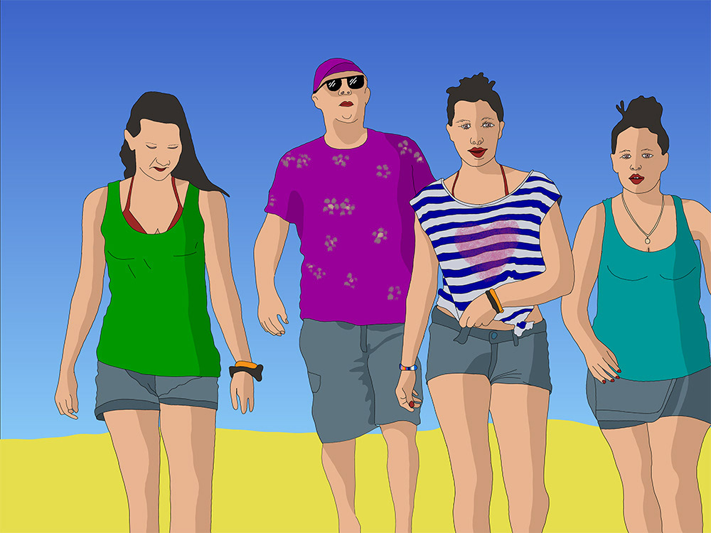 229. Samen in de zon; Digitaal kunstwerk van Ruud van den Berg aka Domstad Rudie