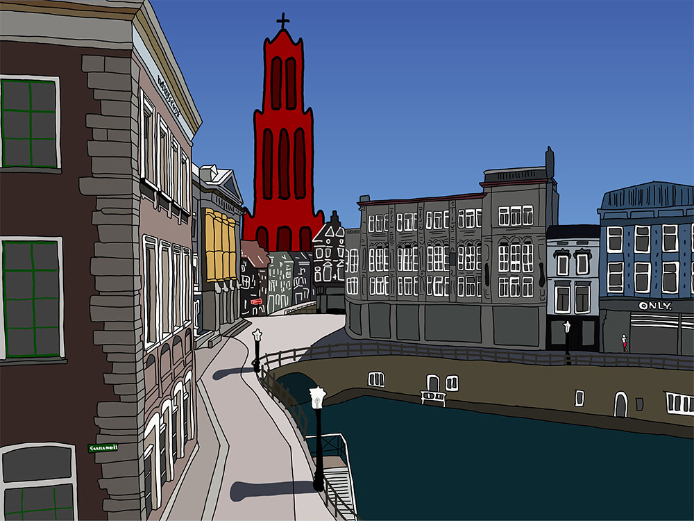 108. Stadhuisbrug; Vector Art = iPad kunst/tekening van Ruud van den Berg aka Domstad Rudie
