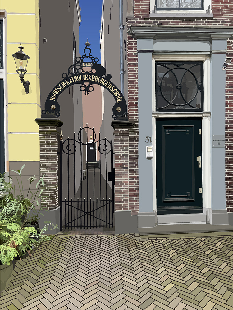 117. Roomsch-katholieke burgerschool; Vector Art = iPad kunst/tekening van Ruud van den Berg aka Domstad Rudie