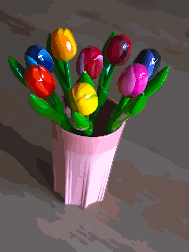 160. Houten tulpen; Vector Art = iPad kunst/tekening van Ruud van den Berg aka Domstad Rudie