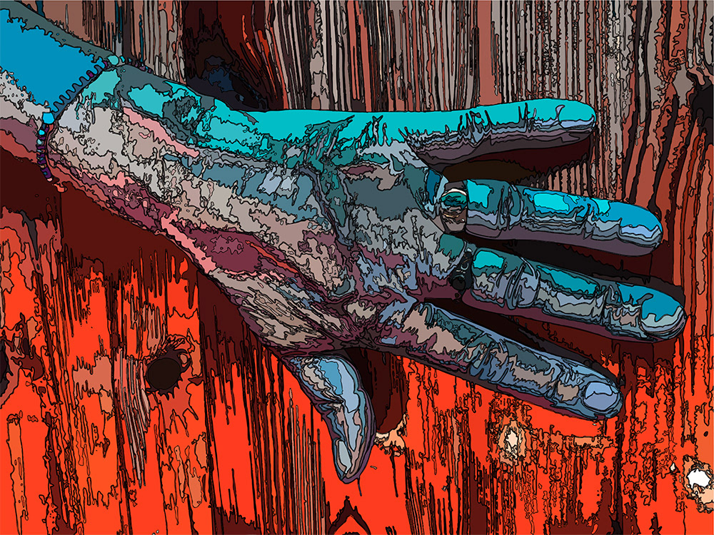 239. De Warmte van haar Hand; Digitaal kunstwerk van Ruud van den Berg aka Domstad Rudie