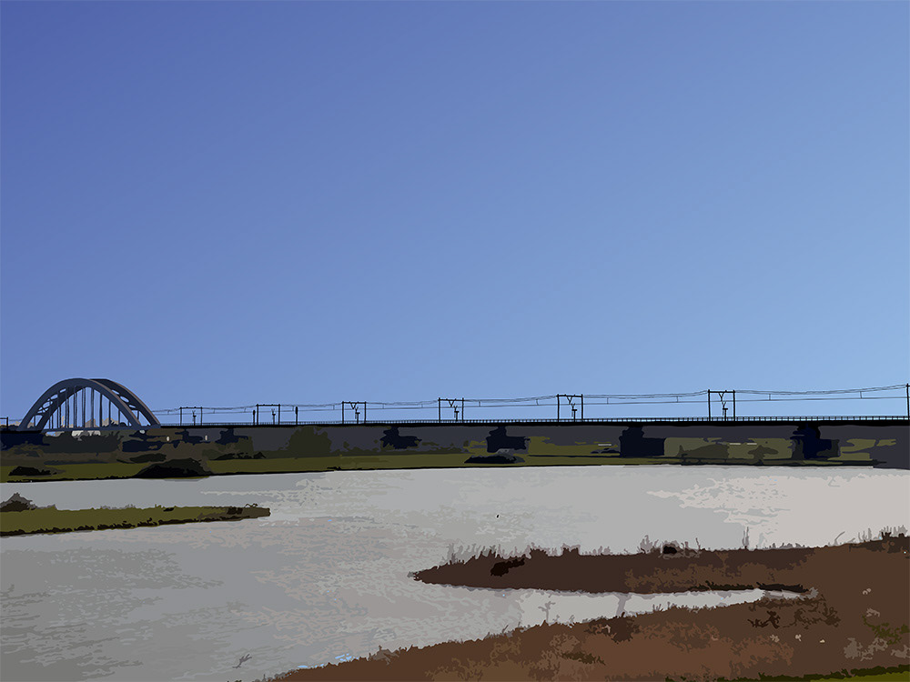085. Spoorbrug bij Culemborg; Vector Art = iPad kunst/tekening van Ruud van den Berg aka Domstad Rudie
