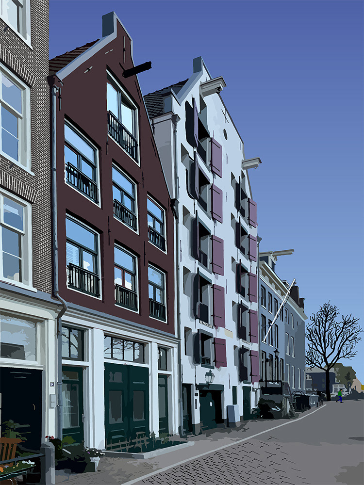 089. Nieuwe Prinsengracht, Amsterdam; Vector Art = iPad kunst/tekening van Ruud van den Berg aka Domstad Rudie