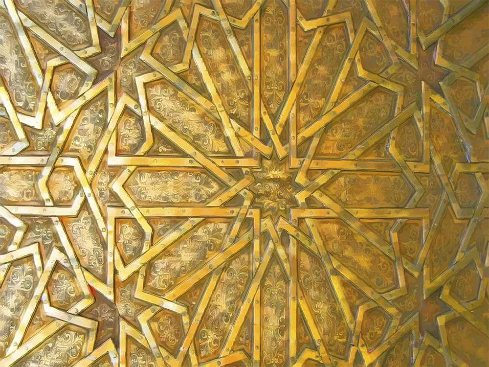 282. Gouden sterrenweefsel; Digitaal kunstwerk van Ruud van den Berg aka Domstad Rudie