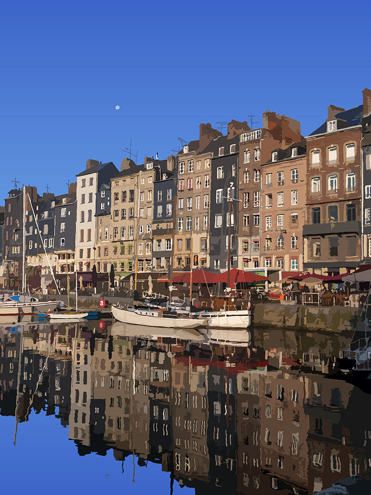 030. Haven Honfleur; Vector Art = iPad kunst/tekening van Ruud van den Berg aka Domstad Rudie