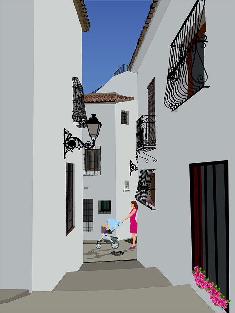 214. Casco Antiguo Altea; Schilderij van Ruud van den Berg aka Domstad Rudie