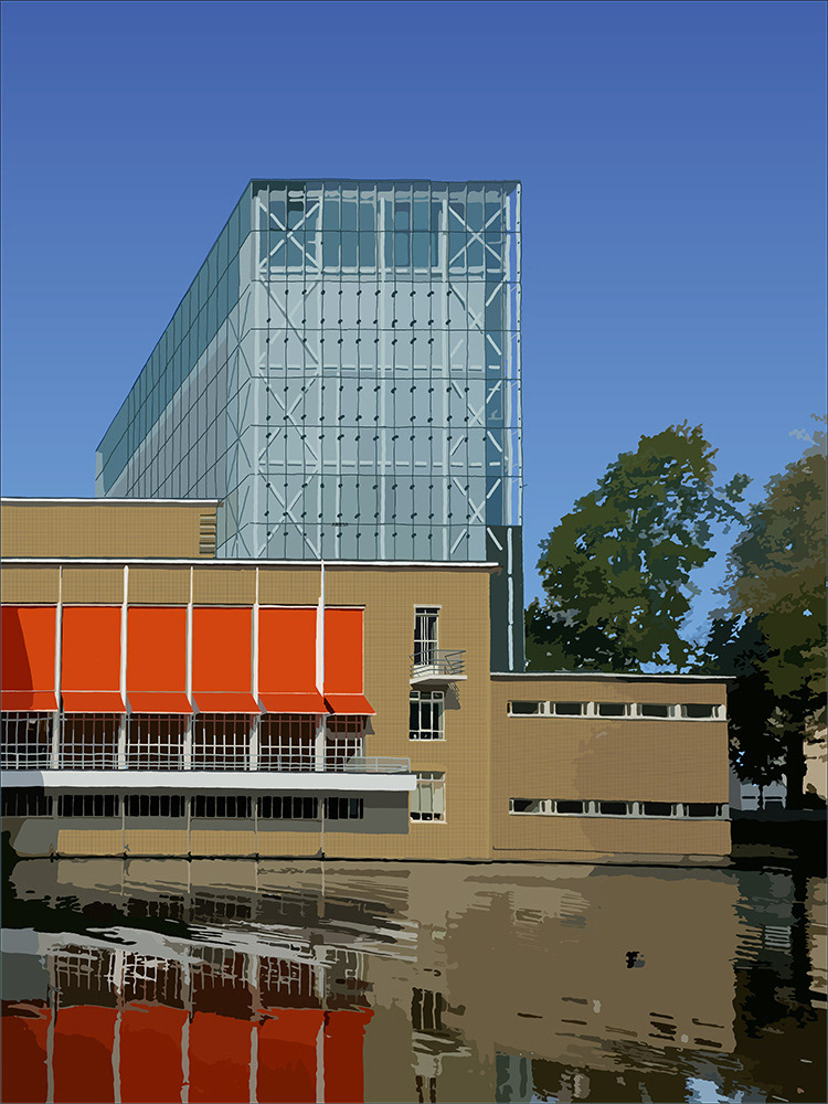 050. Stadsschouwburg Utrecht; Vector Art = iPad kunst/tekening van Ruud van den Berg aka Domstad Rudie