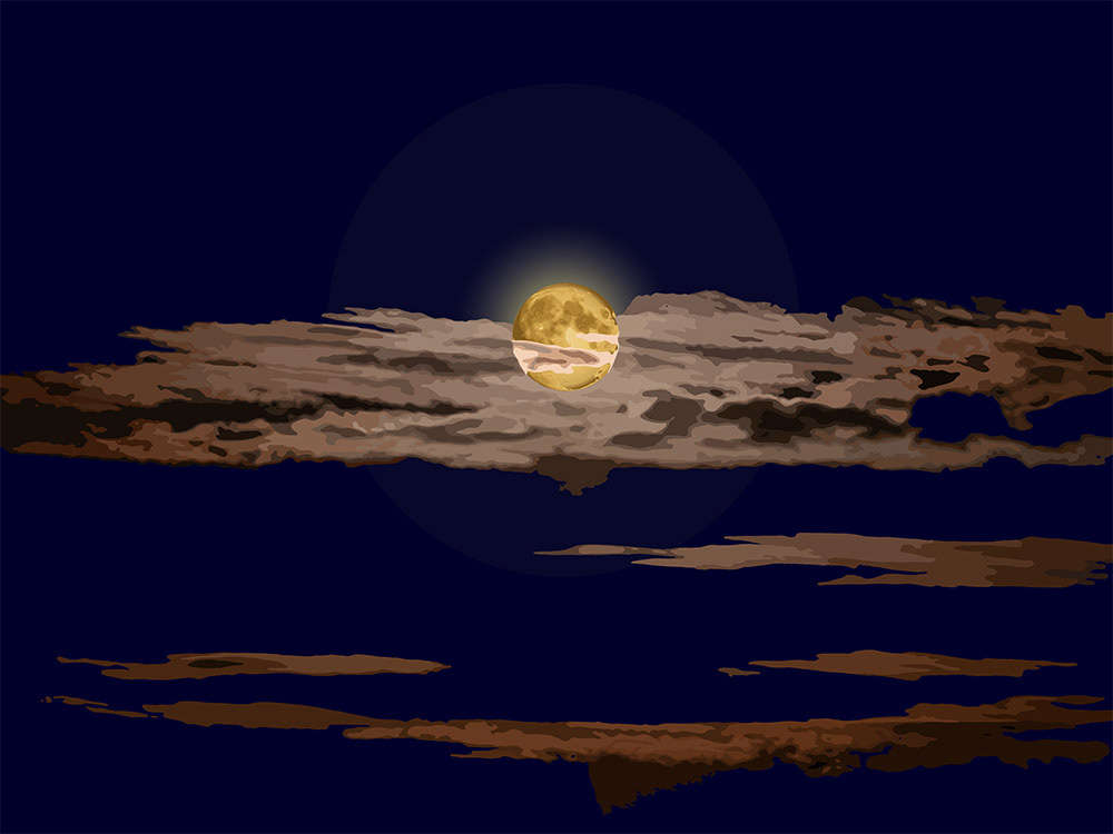 178. Au clair de la lune; Schilderij van Ruud van den Berg aka Domstad Rudie