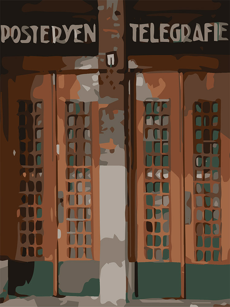 Oude hoofdpostkantoor, een Digitaal kunstwerk van Ruud van den Berg aka Domstad Rudie