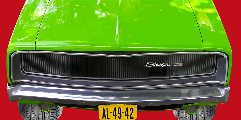 Dodge Charger uit 1968, een Digitaal kunstwerk van Ruud van den Berg aka Domstad Rudie