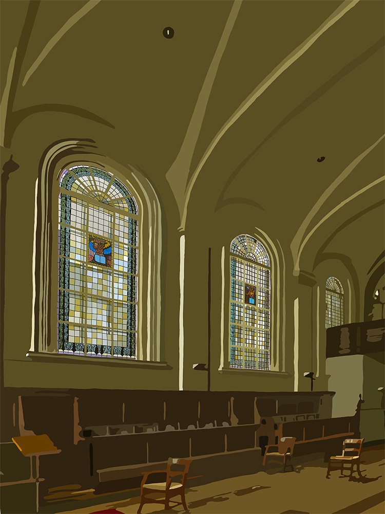 035. Doopsgezinde kerk; Vector Art = iPad kunst/tekening van Ruud van den Berg aka Domstad Rudie