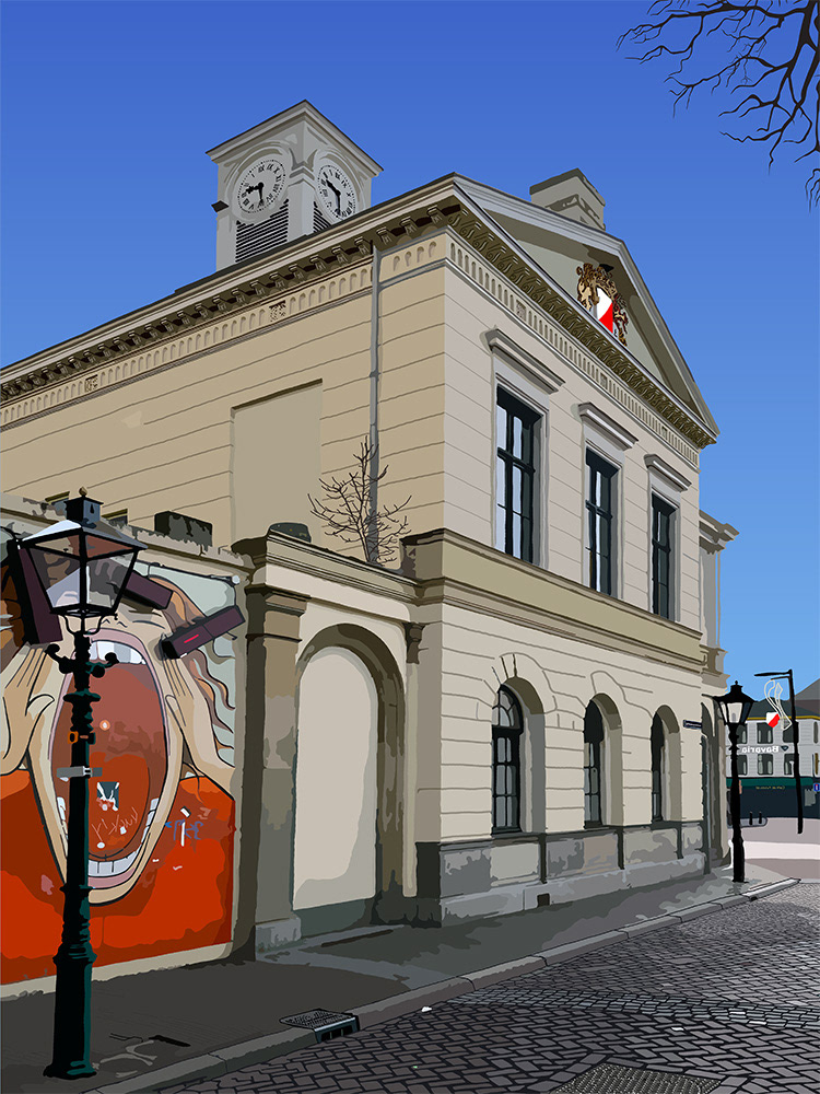 064. Voormalig politiebureau Wittevrouwen; Vector Art = iPad kunst/tekening van Ruud van den Berg aka Domstad Rudie